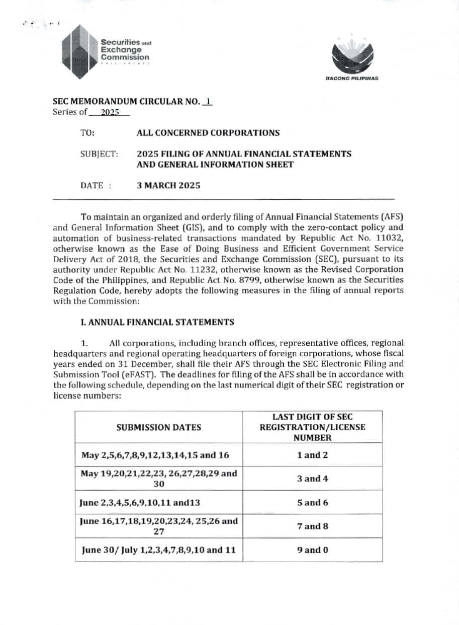 SEC MC No. 01-2025