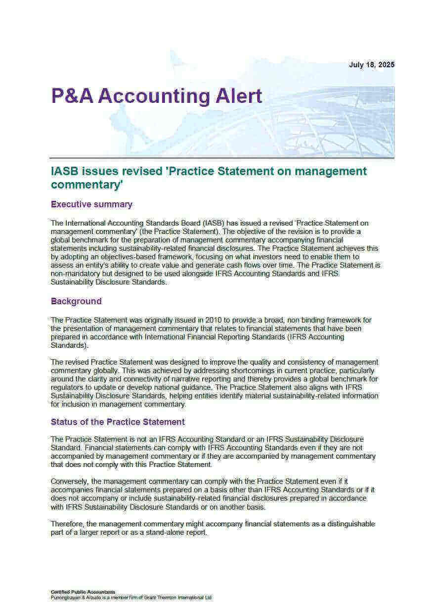 P&A Grant Thornton Accounting Alert issued on July 18, 2025