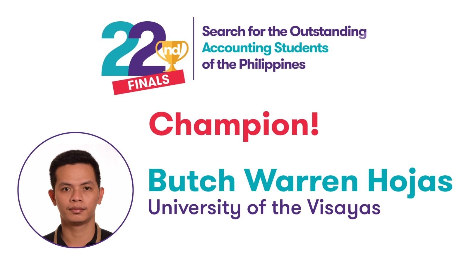 22nd SOASP Champion - Butch Warren Hojas