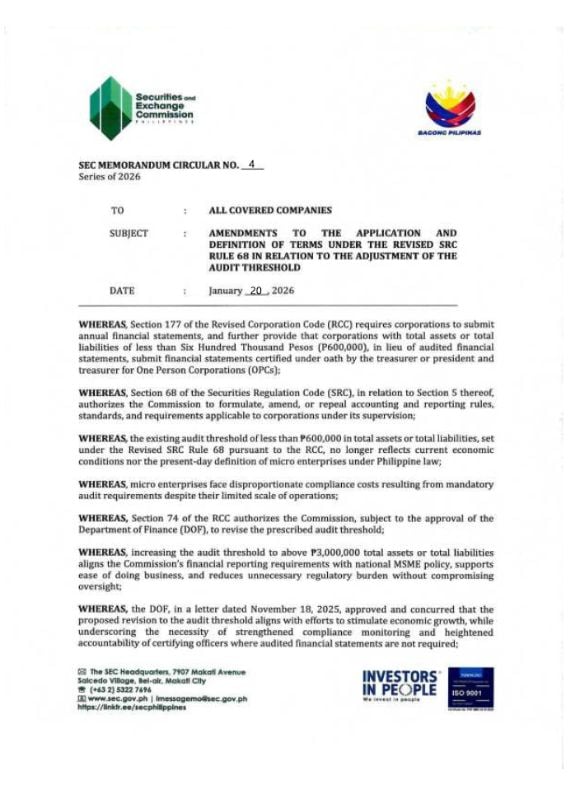 SEC Memorandum Circular No. 4-2026