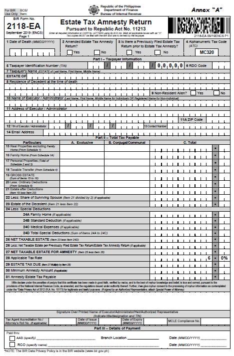 estate tax form bir estate tax form bir