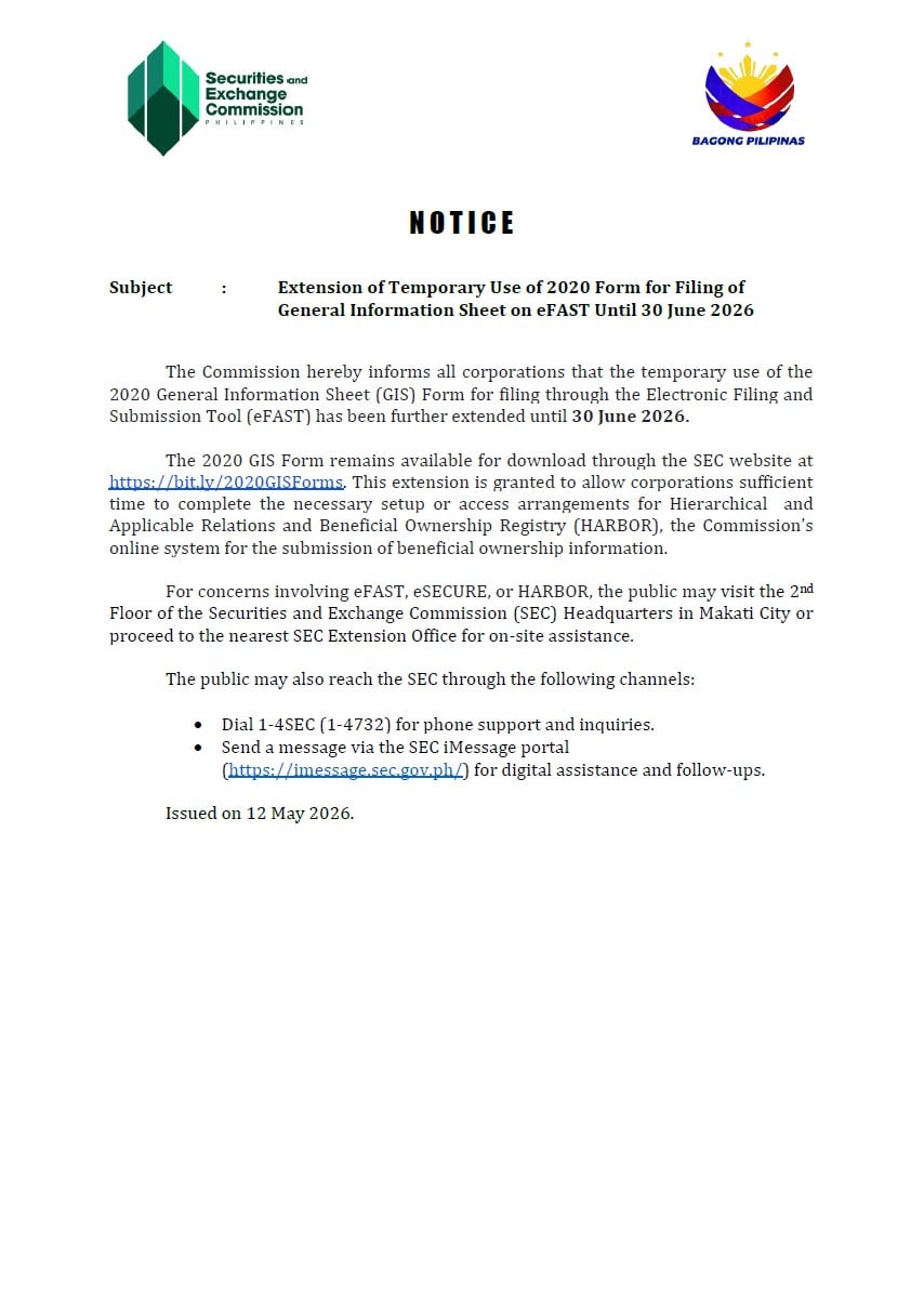 2026 SEC Notice
