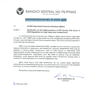 MEMORANDUM No. M-2026-005