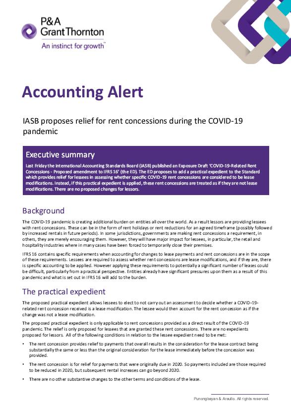IASB Proposes Relief for Rent Concessions During the COVID19 Pandemic