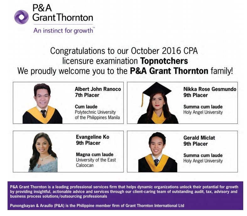 Topnotchers join the P&A Grant Thornton family