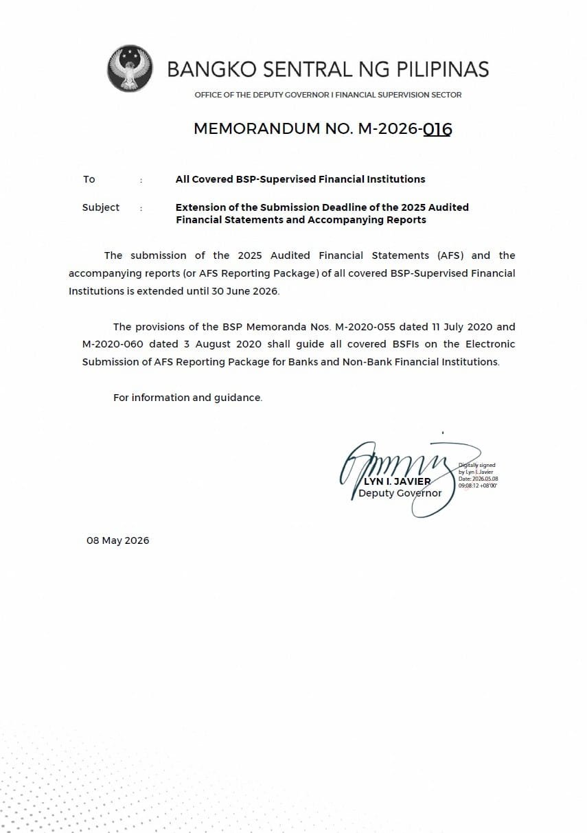 BSP Memorandum No. M-2026-016